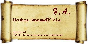 Hrubos Annamária névjegykártya
